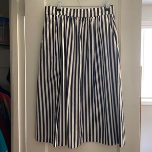 Zara Navy & White Midi Skirt